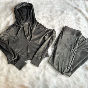 Aerie Velour Tracksuit in Smoke S/XS